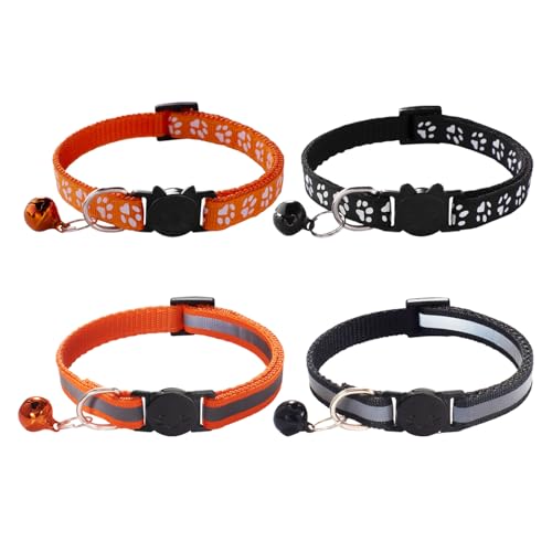IDNVFY 4 Stück Schwarze Katzenkopfhalsbänder, Verstellbare Fußabdrucksicherheitsschnalle, Haustier-Glockenhalsband, Schutzausrüstung Für Haustiere Im Freien. IDNVFY 4 Stück Schwarze Katzenkopfhalsbänder, Verstellbare Fußabdrucksicherheitsschnalle, Haustier-Glockenhalsband, Schutzausrüstung Für Haustiere Im Freien. von IDNVFY