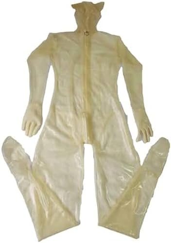 Sexy Ganzkörper-Catsuit Aus Schwarzem Latex Mit Katzenohren, Kapuze, Handschuhen, Socken Und Halskragen,Transparent (männlich),3XL von IDOBLO