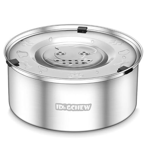 IDOGCHEW 1L Wassernapf Hund Ohne Sabbern Edelstahl, Trinknapf Anti Schlabber, Mit Rutschfester Boden, Auslaufsicherer, Leicht zu Reinigen Spülmaschinenfest von IDOGCHEW