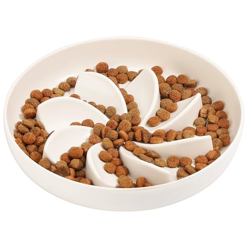 IDOGCHEW Anti Schling Napf für Katzen - Gesundheitsförderndes Design mit Rutschfestem Boden, Ultra-Dauerhaft & Leicht zu Reinigen, Ideal für Alle Katzengrößen (Lotus - Weiß) von IDOGCHEW