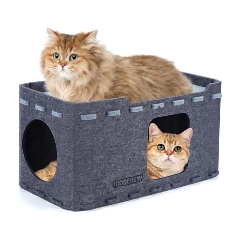 IDOGCHEW Katzenhaus Filz, Abnehmbare Katzenhöhle aus Filz 59 x 29 x 30 cm, Winterfest und Wärmeisolierend, Schützt die Krallen, Ideal zum Spielen und Schlafen für Katzen, Dunkelgrau IDOGCHEW Katzenhaus Filz, Abnehmbare Katzenhöhle aus Filz 59 x 29 x 30 cm, Winterfest und Wärmeisolierend, Schützt die Krallen, Ideal zum Spielen und Schlafen für Katzen, Dunkelgrau von IDOGCHEW