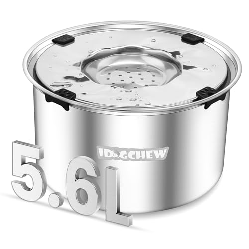 IDOGCHEW Wassernapf für Hunde, auslaufsicher, für große Hunde, 5,6 l, auslaufsicher, Edelstahl, langsamer Wasserspender mit rutschfester Unterseite, für schlampige Trinker IDOGCHEW Wassernapf für Hunde, auslaufsicher, für große Hunde, 5,6 l, auslaufsicher, Edelstahl, langsamer Wasserspender mit rutschfester Unterseite, für schlampige Trinker von IDOGCHEW