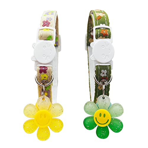 IDOLPET Katzenhalsbänder aus weicher Baumwolle mit Glöckchen für Mädchen, Katzen, Smiley-Blumenanhänger, niedliches Katzenhalsband für Katze, Kätzchen, Kätzchen, Welpen, Kaninchen (Blumen-Grün und IDOLPET Katzenhalsbänder aus weicher Baumwolle mit Glöckchen für Mädchen, Katzen, Smiley-Blumenanhänger, niedliches Katzenhalsband für Katze, Kätzchen, Kätzchen, Welpen, Kaninchen (Blumen-Grün und von IDOLPET
