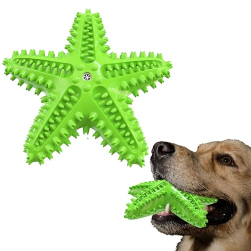 IDOLPET Kauspielzeug für Hunde, quietschendes Hundespielzeug, schwimmendes Spielzeug, Seestern, natürliche Zahnbürste, Zahnreinigungsspielzeug für kleine und mittelgroße Hunde (grün) von IDOLPET