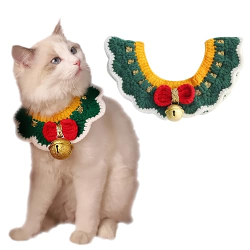 IDOLPET Weihnachten Katze Hund Bandana Halsband handgefertigt gestrickt Katze Hund Haustier Kleidung Krawatte Kostüm Outfit für Katze Kätzchen Welpen kleine Hunde Kaninchen in Weihnachtsferien (Jingle von IDOLPET