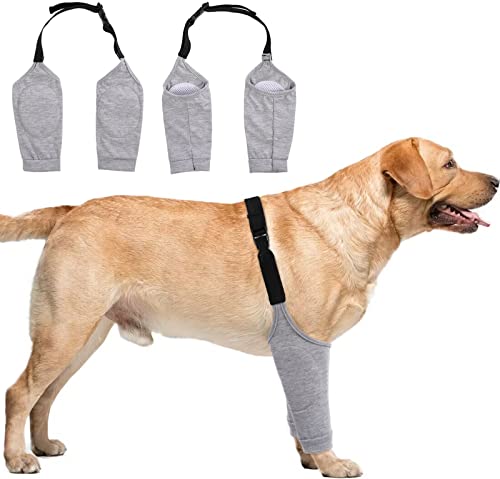 Hunde-Genesungsanzug für Vorderbeine, Hunde-Erholungsärmel nach Operationen mit elastischem Band, weiche schützende Ellenbogenbandagen für mittelgroße und große Hunde, Grau, 2XL von IDOMIK