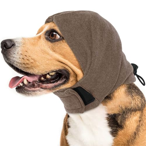 IDOMIK Beruhigender Hunde-Kapuzenpullover, kein Schütteln, Ohrwickel für Haustiere, Hunde-Kopfbedeckungen zur Geräuschreduzierung und Angstlinderung, Haustier-Stirnband, Muffs, Kopfwickel für Ohren von IDOMIK