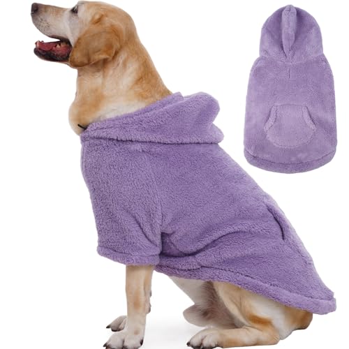 IDOMIK Fuzzy Hundepullover mit verstellbarer Kapuze, warmer Fleece-Hundepullover mit Loch für Geschirr und Tasche, Pullover für große Hunde, flauschiges Kapuzen-Sweatshirt für Herbst und Winter IDOMIK Fuzzy Hundepullover mit verstellbarer Kapuze, warmer Fleece-Hundepullover mit Loch für Geschirr und Tasche, Pullover für große Hunde, flauschiges Kapuzen-Sweatshirt für Herbst und Winter von IDOMIK