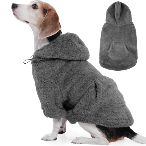IDOMIK Fuzzy Hundepullover mit verstellbarer Kapuze, warmer Fleece-Hundepullover mit Loch für Geschirr und Tasche, Pullover für große Hunde, flauschiges Kapuzen-Sweatshirt für Herbst und Winter IDOMIK Fuzzy Hundepullover mit verstellbarer Kapuze, warmer Fleece-Hundepullover mit Loch für Geschirr und Tasche, Pullover für große Hunde, flauschiges Kapuzen-Sweatshirt für Herbst und Winter von IDOMIK