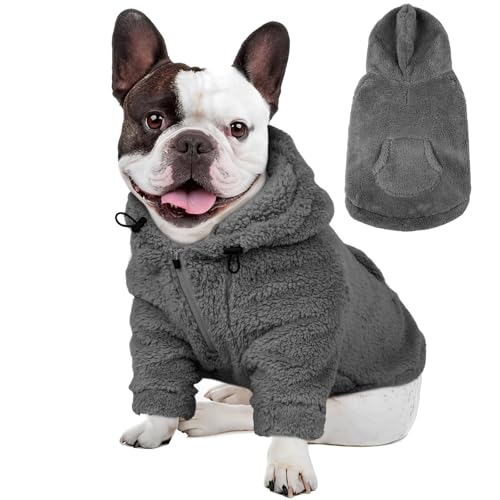 IDOMIK Fuzzy Hundepullover mit verstellbarer Kapuze, warmer Fleece-Hundepullover mit Loch für Geschirr und Tasche, Pullover für mittelgroße Hunde, flauschiges Kapuzen-Sweatshirt für Herbst und Winter IDOMIK Fuzzy Hundepullover mit verstellbarer Kapuze, warmer Fleece-Hundepullover mit Loch für Geschirr und Tasche, Pullover für mittelgroße Hunde, flauschiges Kapuzen-Sweatshirt für Herbst und Winter von IDOMIK