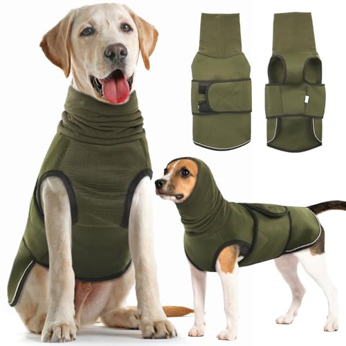 IDOMIK Hunde-Kapuzenpullover, atmungsaktiv, für Gewitter, Feuerwerk, Tierarztbesuche, Trennung, verstellbare Hunde-Kapuzenpullover zur Geräuschblockierung und Gehörschutz, Grün, Größe 3XL von IDOMIK