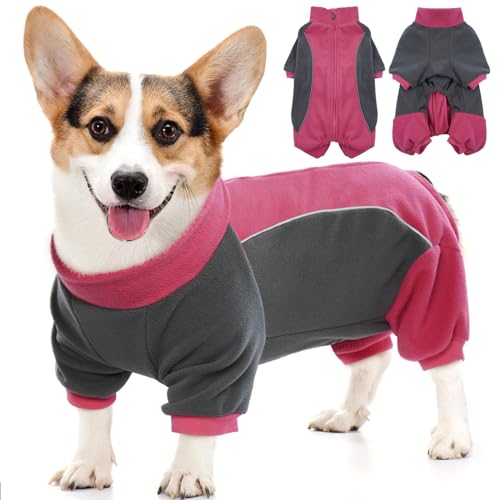 IDOMIK Hunde-Wintermantel, Ganzkörper-warmer Fleece-Schlafanzug, Einteiler, reflektierend, bequem, für kaltes Wetter, Mäntel für kleine, mittelgroße und große Hunde, gemütlich, winddicht, von IDOMIK