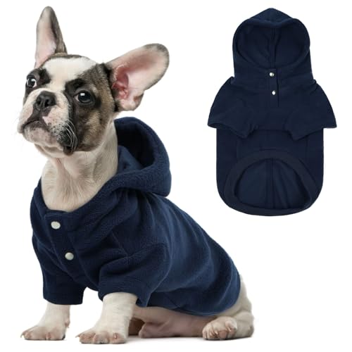 IDOMIK Hundepullover mit Loch für die Leine, warme Hunde-Fleecejacke mit Kapuze, weich, dehnbar, für Herbst und Winter, Haustier-Sweatshirt, Kleidung für Bulldogge, Dackel, Mops, Labrador, Blau, Größe IDOMIK Hundepullover mit Loch für die Leine, warme Hunde-Fleecejacke mit Kapuze, weich, dehnbar, für Herbst und Winter, Haustier-Sweatshirt, Kleidung für Bulldogge, Dackel, Mops, Labrador, Blau, Größe von IDOMIK