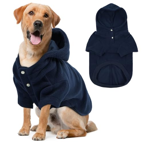 IDOMIK Hundepullover mit Loch für die Leine, warme Hunde-Fleecejacke mit Kapuze, weich, dehnbar, für Herbst und Winter, Haustier-Sweatshirt, Kleidung für Bulldogge, Dackel, Mops, Labrador, Blau, Größe IDOMIK Hundepullover mit Loch für die Leine, warme Hunde-Fleecejacke mit Kapuze, weich, dehnbar, für Herbst und Winter, Haustier-Sweatshirt, Kleidung für Bulldogge, Dackel, Mops, Labrador, Blau, Größe von IDOMIK