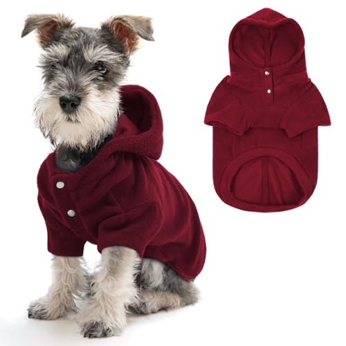 IDOMIK Hundepullover mit Loch für die Leine, warme Hunde-Fleecejacke mit Kapuze, weich, dehnbar, für Herbst und Winter, Haustier-Sweatshirt, Kleidung für Bulldogge, Dackel, Mops, Labrador, Rot, Größe IDOMIK Hundepullover mit Loch für die Leine, warme Hunde-Fleecejacke mit Kapuze, weich, dehnbar, für Herbst und Winter, Haustier-Sweatshirt, Kleidung für Bulldogge, Dackel, Mops, Labrador, Rot, Größe von IDOMIK