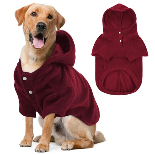IDOMIK Hundepullover mit Loch für die Leine, warme Hunde-Fleecejacke mit Kapuze, weich, dehnbar, für Herbst und Winter, Haustier-Sweatshirt, Kleidung für Bulldogge, Dackel, Mops, Labrador, Rot, Größe IDOMIK Hundepullover mit Loch für die Leine, warme Hunde-Fleecejacke mit Kapuze, weich, dehnbar, für Herbst und Winter, Haustier-Sweatshirt, Kleidung für Bulldogge, Dackel, Mops, Labrador, Rot, Größe von IDOMIK