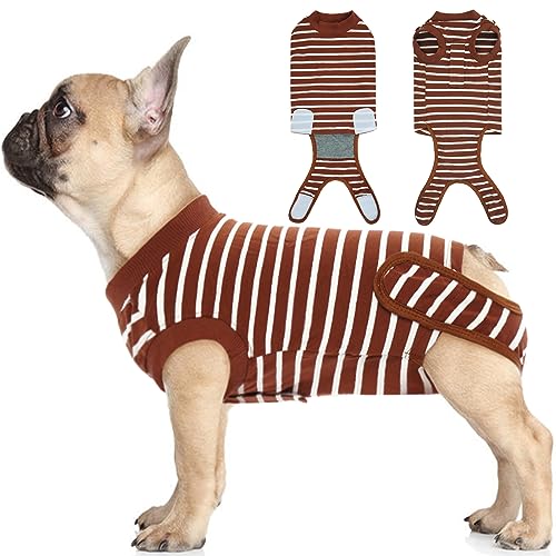 IDOMIK Recovery Suit for Dogs After Surgery Recovery Shirt Vest Cone E-Collar Alternative Abdominal Wound Spay Bandage Onesie Anti-Licking Pet Surgical Recovery Snuggly Suit for Male Female Pup Stripe von IDOMIK