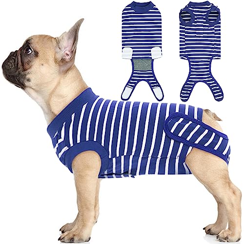 IDOMIK Recovery Suit for Dogs After Surgery Recovery Shirt Vest Cone E-Collar Alternative Abdominal Wound Spay Bandage Onesie Anti-Licking Pet Surgical Recovery Snuggly Suit for Male Female Pup Stripe von IDOMIK