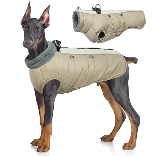 IDOMIK Warmer Hundemantel mit integriertem Geschirr - Wintermantel, wasserabweisend, winddichte Schneejacke für kleine bis große Hunde von IDOMIK