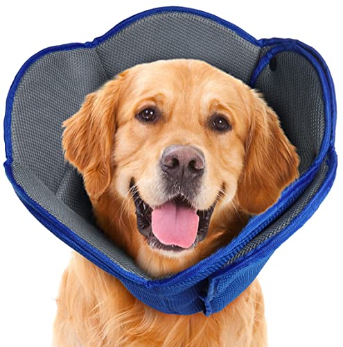 IECOii Dog Recovery Cone Collar,Soft Cone for Dogs After Surgery,Male Neuter Female Spay Dog Cone Alternatives Elizabethan Collar,Adjustable Dog Cones for Large Dogs Golden Retriever,Labrador,Blue-XL von IECOii