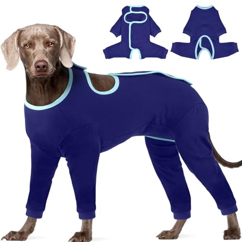 IECOii Genesungsanzug für Hunde,langärmlig,Genesungsanzug für Haustier nach Operationen, Hund-Bodysuit nach Operationen,Hunde-Schlafanzug,op-Body Hund Alternative zum Hundetrichter,Blau,3XL von IECOii