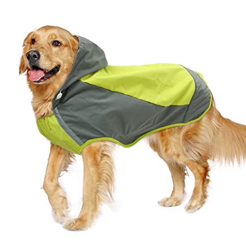 IECOii Hunde-Regenmantel, Verstellbare Hunde-Regenjacke mit reflektierenden Streifen, Hunde-Regenmantel mit Kapuze, Wasserdichter Leichter Hundemantel, Hunde-Regenmantel mit Magic Sticker, Haustier-Regenmantel für mittelgroße große Hunde von IECOii