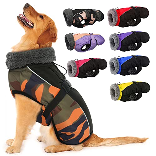 IECOii Hundemantel Winter,Warme Fleece Rollkragen Hundejacke,Wasserdicht Winterjacken Wintermäntel für Hunde,Reflektierend Verstellbar Kaltes Wetter Hundekleidung für Kleine Mittelgroße Grosse Hunde von IECOii