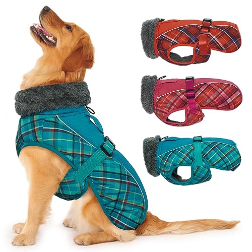 IECOii Hundemantel Winter,Warme Fleece Rollkragen Hundejacke,Wasserdicht Winterjacken Wintermäntel für Hunde,Reflektierend Verstellbar Kaltes Wetter Hundekleidung für Kleine Mittelgroße Grosse Hunde von IECOii