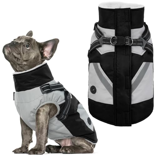 IECOii Hundemantel mit integriertem Geschirr, Schwarz, Größe L, wasserdichter Wintermantel, Fleece-gefütterte Schneejacke für Hunde IECOii Hundemantel mit integriertem Geschirr, Schwarz, Größe L, wasserdichter Wintermantel, Fleece-gefütterte Schneejacke für Hunde von IECOii