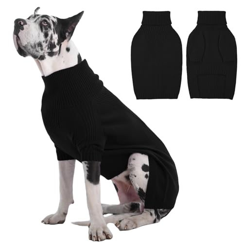 IECOii Hundepullover, Größe XL, Weihnachtspullover für extra große Hunde, Mädchen und Jungen, Rollkragen-Strickwaren für Haustiere, einfach anzuziehen, Hundepullover für Dobermann, Dogge (Schwarz, IECOii Hundepullover, Größe XL, Weihnachtspullover für extra große Hunde, Mädchen und Jungen, Rollkragen-Strickwaren für Haustiere, einfach anzuziehen, Hundepullover für Dobermann, Dogge (Schwarz, von IECOii