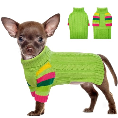 IECOii Hundepullover,Warmer Hundepullover Kleine Hunde,Rollkragen Strickpullover Hund Pullover, Gestrickt Hundebekleidung für Welpe und Katzen,Herbst Winter Yorkshire Chihuahua Kleidung von IECOii