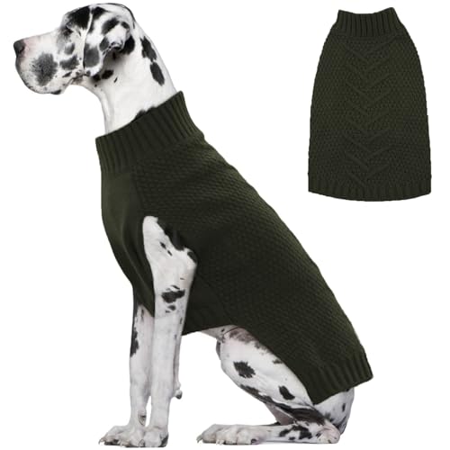 IECOii Great Dane Pullover,HundePullover für extra große Hunde Rasse,XXXXXL Haustiere Pullover Weihnachts Outfit,Dicker Warmer Hund Winter Pullover für männliche weibliche Hunde,Grün,5XL von IECOii