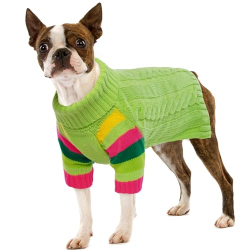 IECOii Hundepullover Mittelgroße Hunde,Strick Hundekleidung für Herbst Winter,Rollkragen Hunde Pullover Weich Hundepulli für Kaltes Wetter Warm Haustier Hunde Kleidung für Französische Bulldogge von IECOii