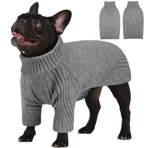 IECOii Hundepullover Weihnachten Sweater, Für Mittelgroße Große Hunde, Warm Rollkragen Pullover, Winter Hundebekleidung Für Französische Bulldogge, Labrador von IECOii