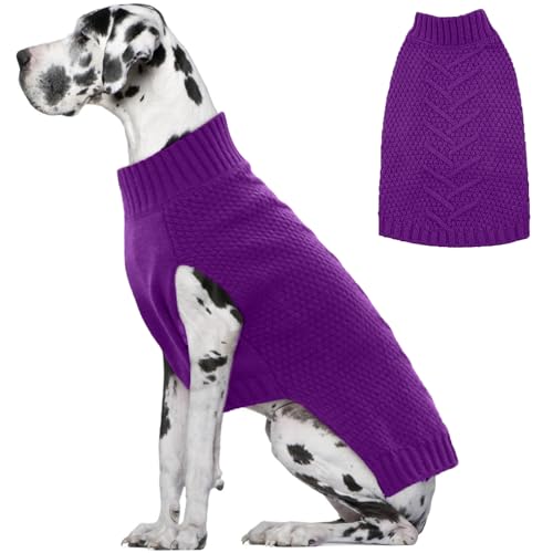 IECOii Violett, extra großer Hundepullover, warmer Wintermantel für große Hunde, Strickwaren, Dobermann, Deutsche Dogge, Größe 4XL von IECOii