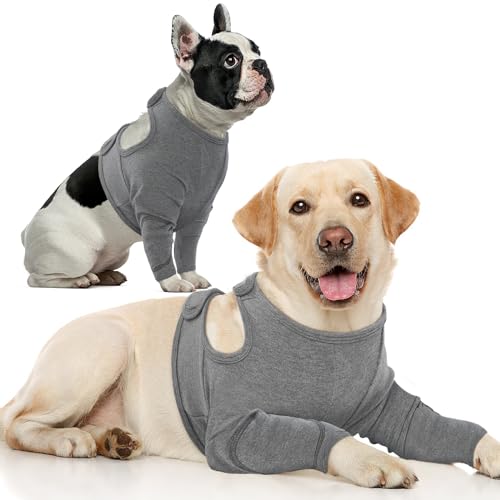 IECOii Hunde Erholung Ärmel,Hund Bein Ärmelzu stoppen lecken,Hund Anti-lecken Wunden Ärmel,Haustier Chirurgie ErholungÄrmel,HundeBein Wunde Abdeckung,Hundebody,Body für Haustier Nach Op,Grau,S von IECOii