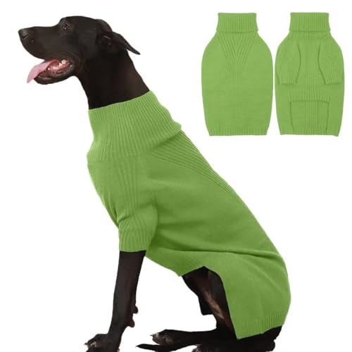 IECOii Hundepullover,Sweater für Hunde,Warmer Rollkragen Hunde Pullover,Winter Hundebekleidung,Fleece Pullover Hund,Weich Hundepullover,Winter Warmer Hundesweater Haustier Strickpullover,Gras-Grün,4XL von IECOii