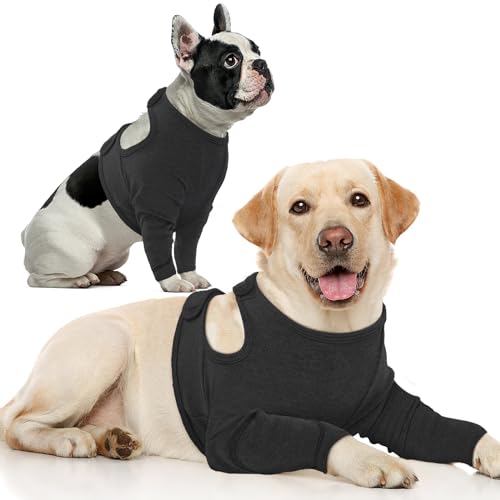IECOii Hunde Erholung Ärmel,Hund Bein Ärmelzu stoppen lecken,Hund Anti-lecken Wunden Ärmel,Haustier Chirurgie ErholungÄrmel,Bein Wunde Abdeckung,Haustier Body Nach Op,Body für Hunde,Schwarz,S von IECOii