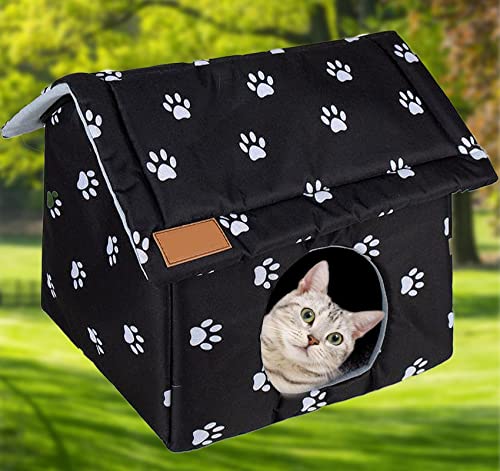 Katzenhaus Draußen Outdoor Winterfest, Outdoor Katzenhöhle für Katzen mit Wattepad und Verstärktem Zugring, Tierheim für Haustiere Waschbar Outdoor Pet House - Gute Isolierwirkung von IELSH