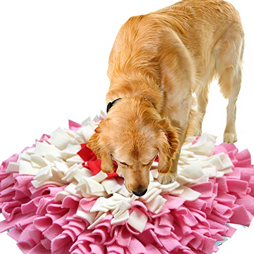 IEUUMLER Hundematte Snuffle Mat Erziehungsmatte für Hunde Dog Puzzle Toys IE075 (45 x 45 cm, Rosa & Weiß 1) von IEUUMLER