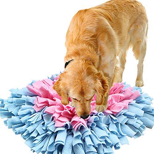 IEUUMLER Schnüffelteppich Hund Riechen Trainieren Schnüffeldecke Futtermatte Trainingsmatte für Haustier Hunde Katzen IE075 (45x45cm, Blue & Pink) von IEUUMLER