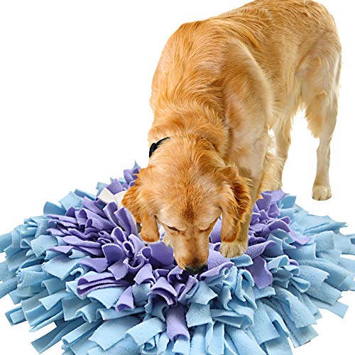 IEUUMLER Schnüffelteppich Hund Riechen Trainieren Schnüffeldecke Futtermatte Trainingsmatte für Haustier Hunde Katzen IE075 (45x45cm, Blue & Purple) von IEUUMLER