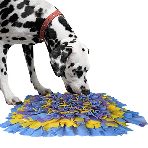 IEUUMLER Schnüffelteppich Hund Riechen Trainieren Schnüffeldecke Futtermatte Trainingsmatte für Haustier Hunde Katzen IE075 (45x45cm, Blue & Yellow & Purple) von IEUUMLER
