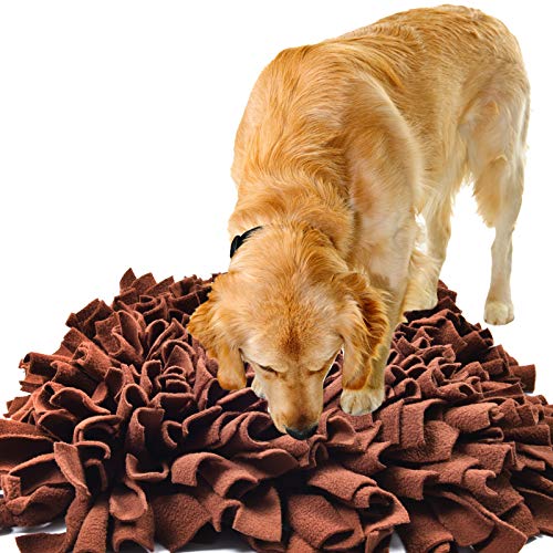 IEUUMLER Schnüffelteppich Hund Riechen Trainieren Schnüffeldecke Futtermatte Trainingsmatte für Haustier Hunde Katzen IE075 (45x45cm, Brown) von IEUUMLER