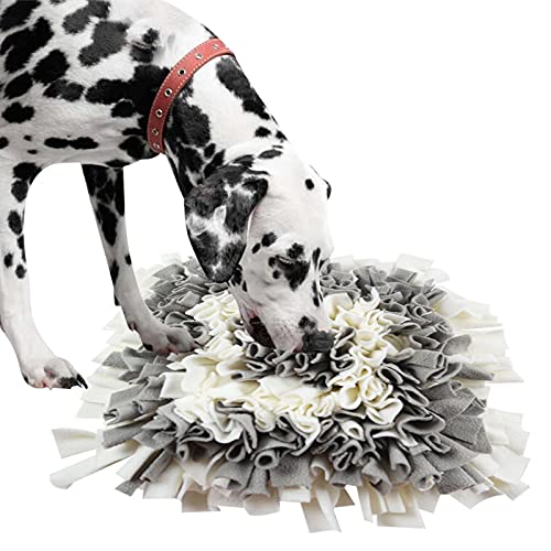 IEUUMLER Schnüffelteppich Hund Riechen Trainieren Schnüffeldecke Futtermatte Trainingsmatte für Haustier Hunde Katzen IE075 (45x45cm, Grey & White) von IEUUMLER