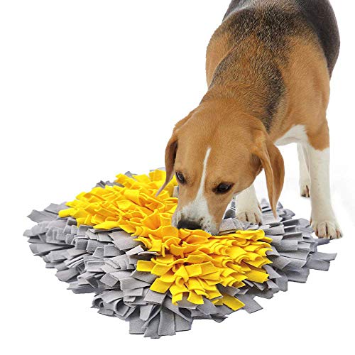 IEUUMLER Schnüffelteppich Hund Riechen Trainieren Schnüffeldecke Futtermatte Trainingsmatte für Haustier Hunde Katzen IE075 (45x45cm, Yellow Bone) von IEUUMLER