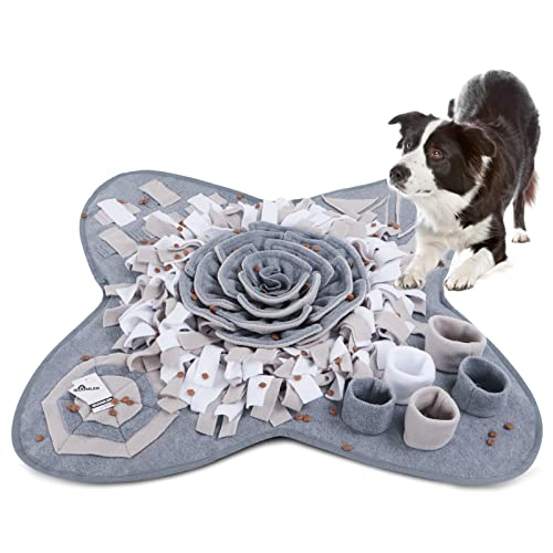 IEUUMLER Schnüffelteppich für Hunde Riechen Trainieren Intelligenzspielzeug Futtermatte Trainingsmatte für Haustier Hunde Katzen IE081 (71x71cm, Grey & White) von IEUUMLER