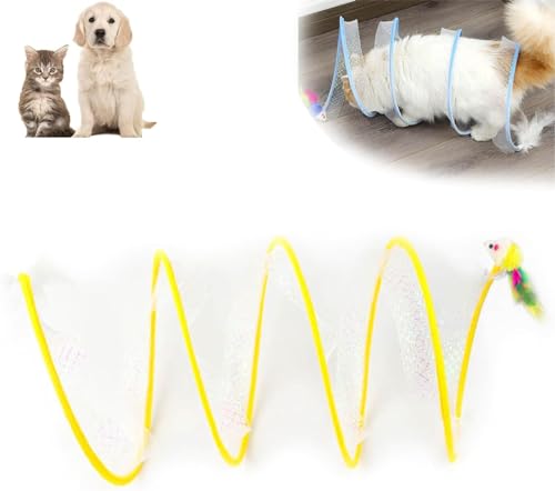 Katzentunnel, S-Typ, Katzentunnel, gefaltetes Katzentunnelspielzeug, interaktives Haustierspielzeug mit Plüschmäusen, tragbares Katzentunnel-Federspielzeug, Dekompressions-Katzenfedern von IFFANY