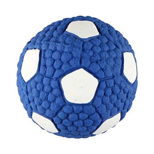 IFOYO Hundespielzeug-Ball - Bissfester Fußball-förmiger Latex-Gummiball mit Quietschball für aggressive Kauer, interaktives Training & Zahnreinigungsspielzeug (Fußballdesign) von IFOYO
