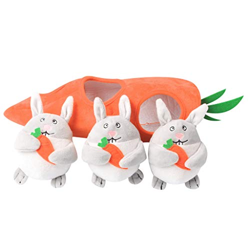 IFOYO Hundespielzeug aus Plüsch, quietschend, langlebig, interaktives Verstecken und Suchen, Puzzle-Hundespielzeug für mittelgroße und kleine Hunde, Haustiere, Oster-Hundespielzeug, Rüben-Kaninchen von IFOYO